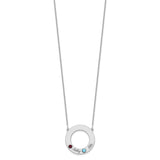 14KW 2 Name and Birthstone w/ 18k Bezel Cut Out Circle Necklace-WBC-XNA880/2W