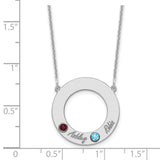 14KW 2 Name and Birthstone w/ 18k Bezel Cut Out Circle Necklace-WBC-XNA880/2W