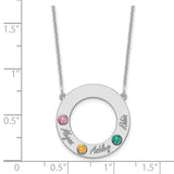 14KW 3 Name and Birthstone w/ 18k Bezel Cut Out Circle Necklace-WBC-XNA880/3W