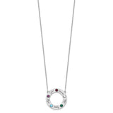 14KW 5 Name and Birthstone w/ 18k Bezel Cut Out Necklace-WBC-XNA880/5W