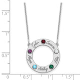 14KW 5 Name and Birthstone w/ 18k Bezel Cut Out Necklace-WBC-XNA880/5W