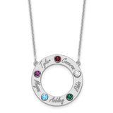 14KW 5 Name and Birthstone w/ 18k Bezel Cut Out Necklace-WBC-XNA880/5W