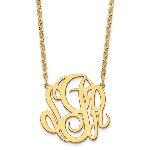 Sterling Silver/Gold-plated Monogram Necklace-WBC-XNA888GP