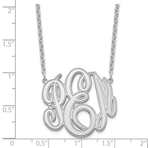 Sterling Silver/Rhodium-plated Etched Monogram Necklace-WBC-XNA889SS