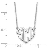 14KW Polished Cut out Heart Monogram Necklace-WBC-XNA895W