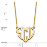 14KY Polished Cut out Heart Monogram Necklace-WBC-XNA895Y