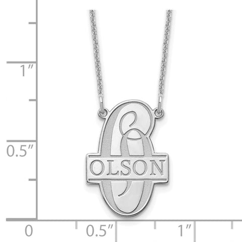 14KW Script Letter and Family Name Necklace-WBC-XNA898W