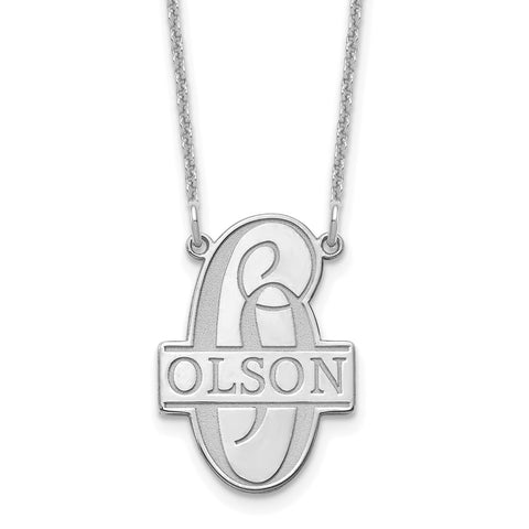 14KW Script Letter and Family Name Necklace-WBC-XNA898W