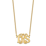 Sterling Silver/Gold-plated Etched Vine and Block Monogram Necklace-WBC-XNA900GP