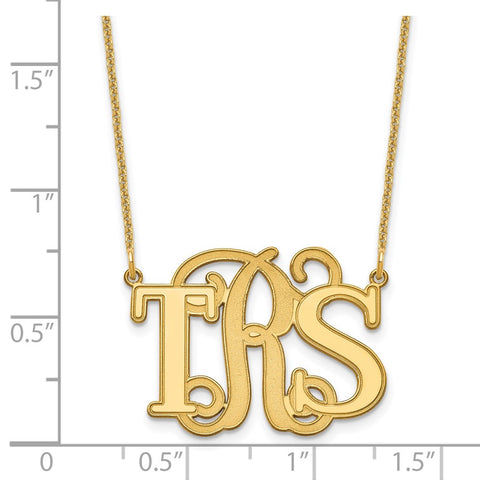 14KY Etched Vine and Block Monogram Necklace-WBC-XNA900Y