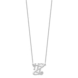 14KW Diagonal Script Initials Necklace-WBC-XNA905W