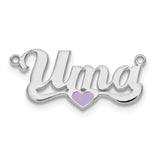 14K White Gold Epoxied Heart Name Plate-WBC-XNA936W