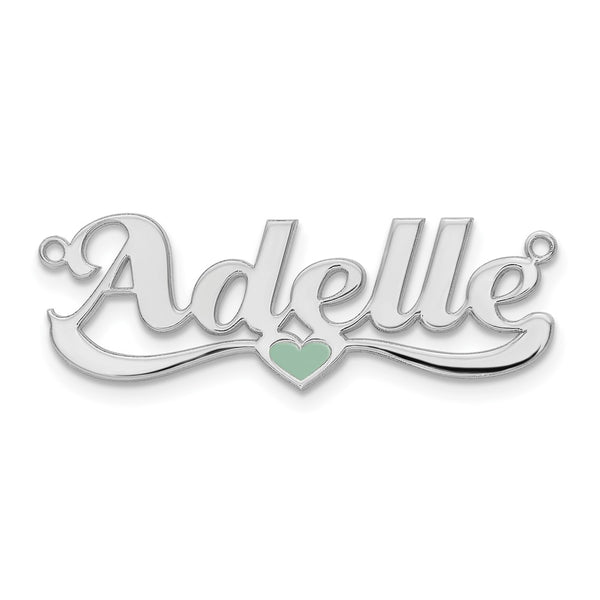 14K White Gold Epoxied Heart Name Plate-WBC-XNA936W