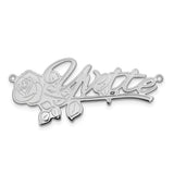 14K White Gold Polished Rose Name Plate-WBC-XNA954W