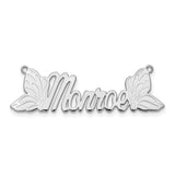 14K White Gold Polished Butterfly Name Plate-WBC-XNA963W