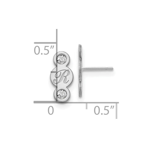 10KW Initial with Diamonds Post Earrings-WBC-10XNE139W