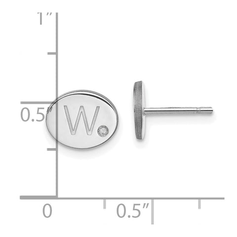 10KW Initial Oval with Diamond Post Earrings-WBC-10XNE150W