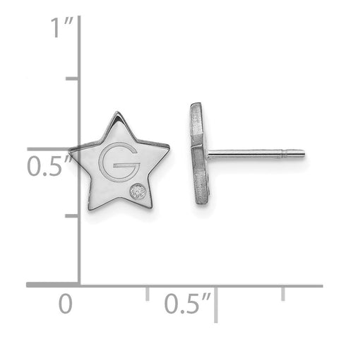 10KW Initial Star with Diamond Post Earrings-WBC-10XNE152W