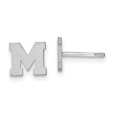 10KW Brushed Initial Letter M Post Earrings-WBC-10XNE45W/M