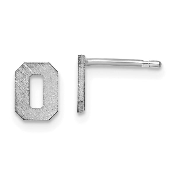 10KW Brushed Initial Letter O Post Earrings-WBC-10XNE45W/O