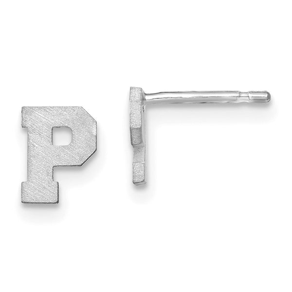 10KW Brushed Initial Letter P Post Earrings-WBC-10XNE45W/P
