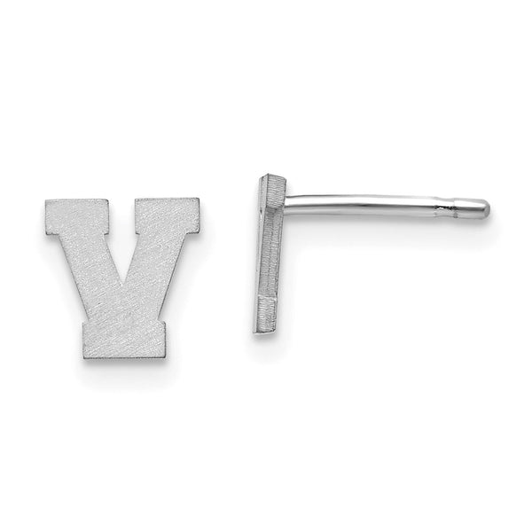 10KW Brushed Initial Letter V Post Earrings-WBC-10XNE45W/V