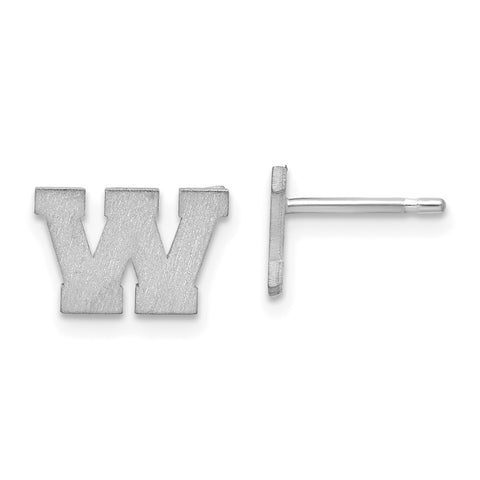10KW Brushed Initial Letter W Post Earrings-WBC-10XNE45W/W
