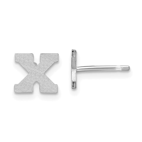 10KW Brushed Initial Letter X Post Earrings-WBC-10XNE45W/X