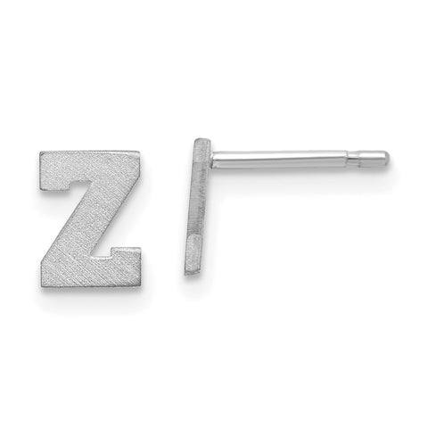 10KW Brushed Initial Letter Z Post Earrings-WBC-10XNE45W/Z