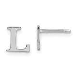 10KWPolished Initial Letter L Post Earrings-WBC-10XNE46W/L