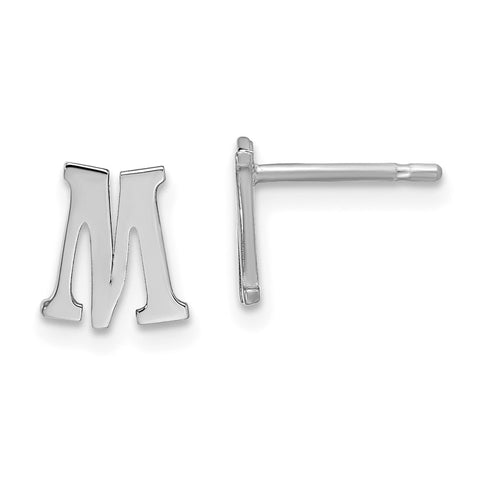 10KWPolished Initial Letter M Post Earrings-WBC-10XNE46W/M