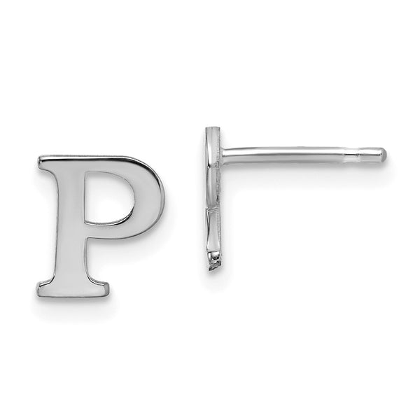 10KWPolished Initial Letter P Post Earrings-WBC-10XNE46W/P