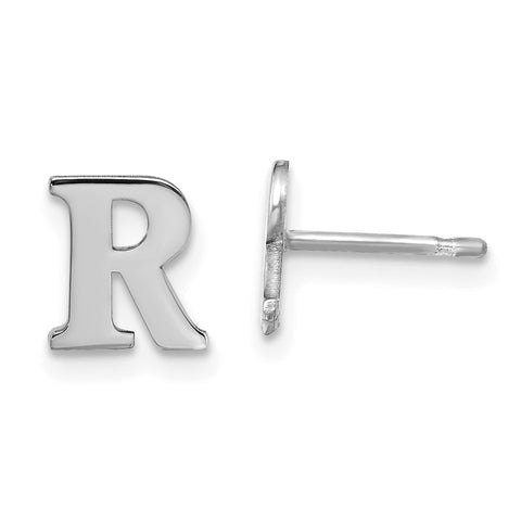 10KWPolished Initial Letter R Post Earrings-WBC-10XNE46W/R