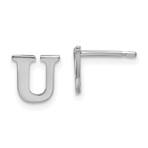 10KWPolished Initial Letter U Post Earrings-WBC-10XNE46W/U