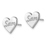 10K White Gold Small Personalized Heart Post Earrings-WBC-10XNE75W