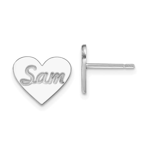 10K White Gold Small Personalized Heart Post Earrings-WBC-10XNE75W