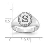 10KW Initial Oval with Diamond Classic Signet Ring-WBC-10XNR107W