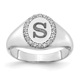 10KW Initial Oval with Diamond Classic Signet Ring-WBC-10XNR107W