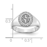 10KW Large Diamond Oval Classic Monogram Signet Ring-WBC-10XNR108W