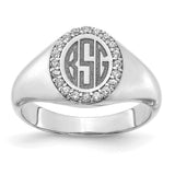 10KW Large Diamond Oval Classic Monogram Signet Ring-WBC-10XNR108W