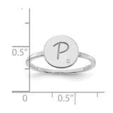 10KW Initial Circle with Diamond Signet Ring-WBC-10XNR115W