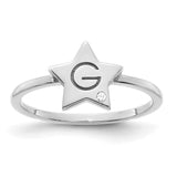 10KW Initial Star with Diamond Signet Ring-WBC-10XNR117W