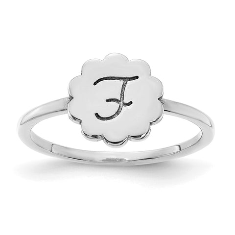 10KW Initial Flower Signet Ring-WBC-10XNR118W