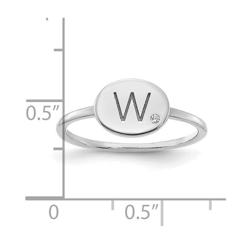 10KW Initial Oval with Diamond Signet Ring-WBC-10XNR123W