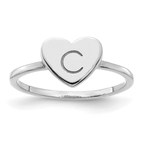 10KW Initial Heart Signet Ring-WBC-10XNR124W