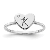 10KW Initial Heart with Diamond Signet Ring-WBC-10XNR125W