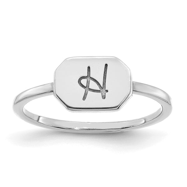 10KW Initial Octagon Signet Ring-WBC-10XNR126W