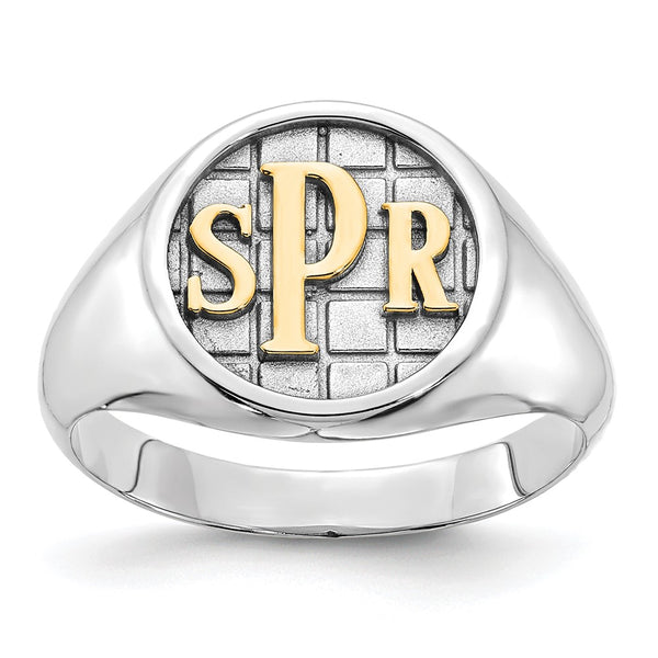 10KW Polished Monogram Signet Ring-WBC-10XNR45W