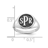 10KW Polished with Antiqued Background Monogram Signet Ring-WBC-10XNR47W