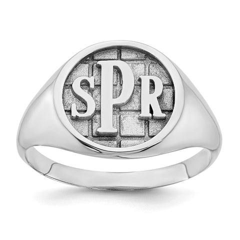 10KW Polished Monogram Signet Ring-WBC-10XNR49W